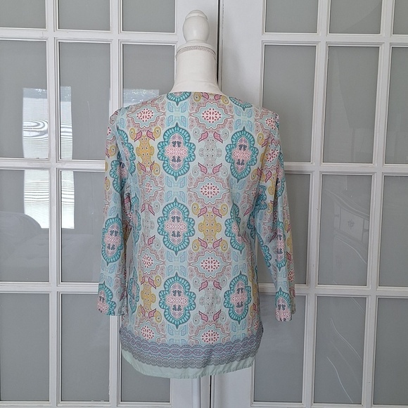 Talbots Moroccan Medallion Split Neck Tunic - Picture 4 of 14